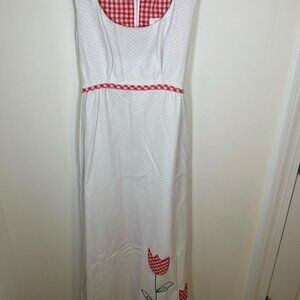 Mari of California Vintage Red & White Gingham Tulip Maxi Dress